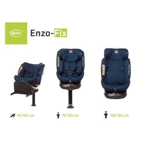 4Baby Enzo-Fix - fotelik samochodowy 40-150 cm | Navy Blue - 17